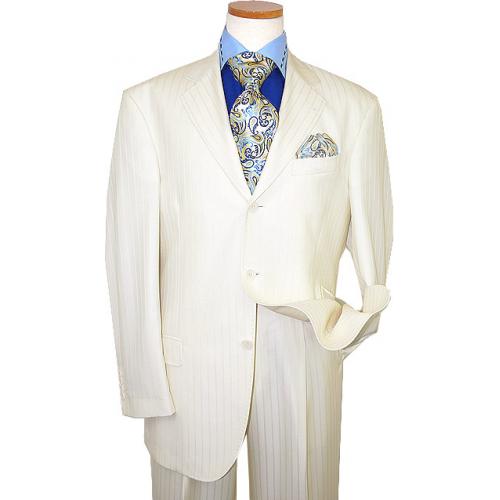 Extrema by Zanetti Cream Shadow Stripes Super 120's Wool Suit  ZM41312